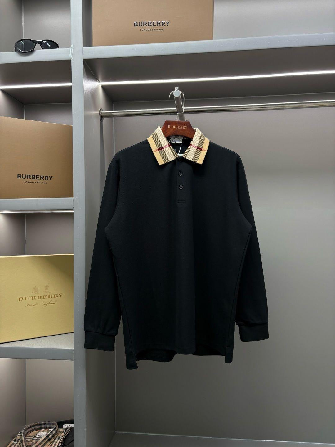 Burberry Long Sleeve Polo Shirt - Black