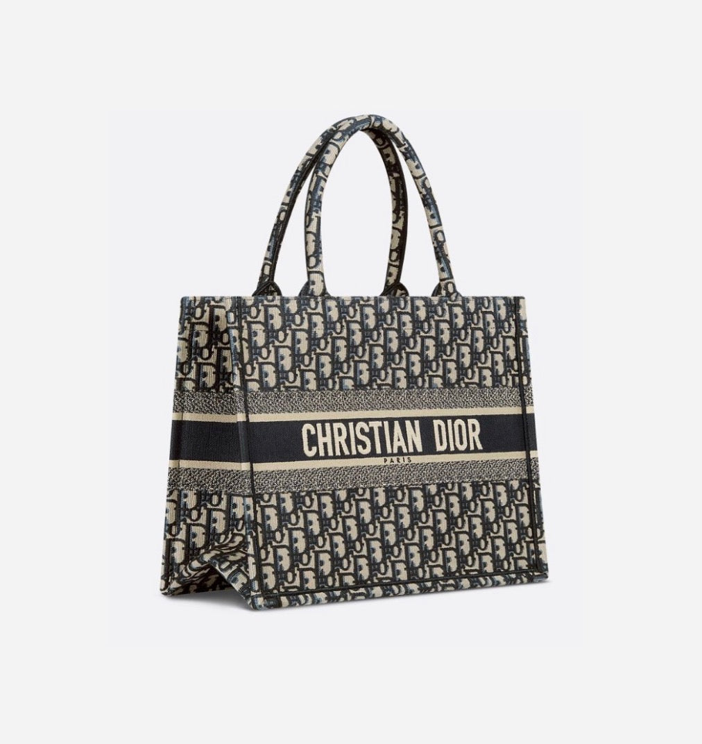 Medium Dior Book Tote - Blue/Beige/Black