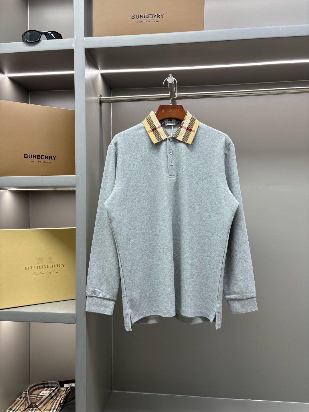 Burberry Long Sleeve Polo Shirt - Grey